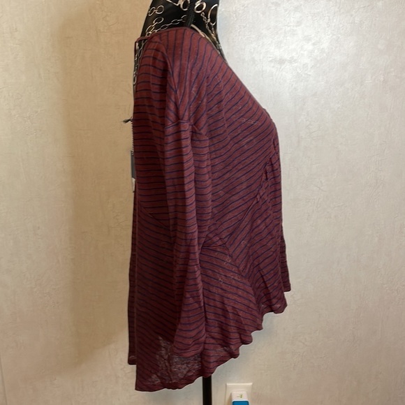 Lucky Brand Striped Long Sleeve Top V Neck Criss‎ Cross Back Blouse Small - Picture 2 of 7